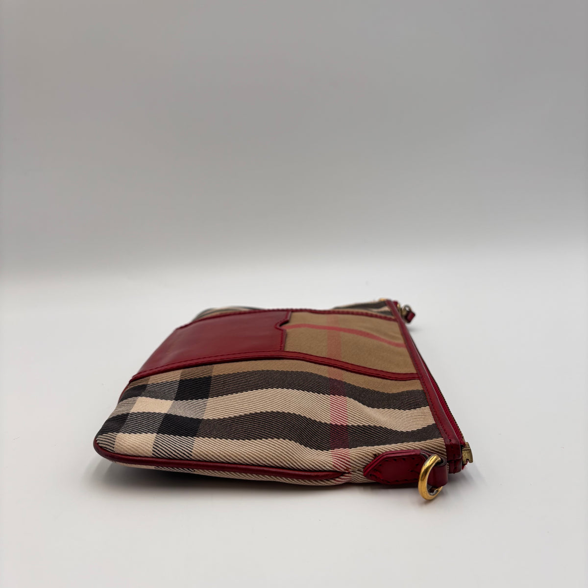 Burberry Nova Check Canvas & Red Leather Crossbody Bag