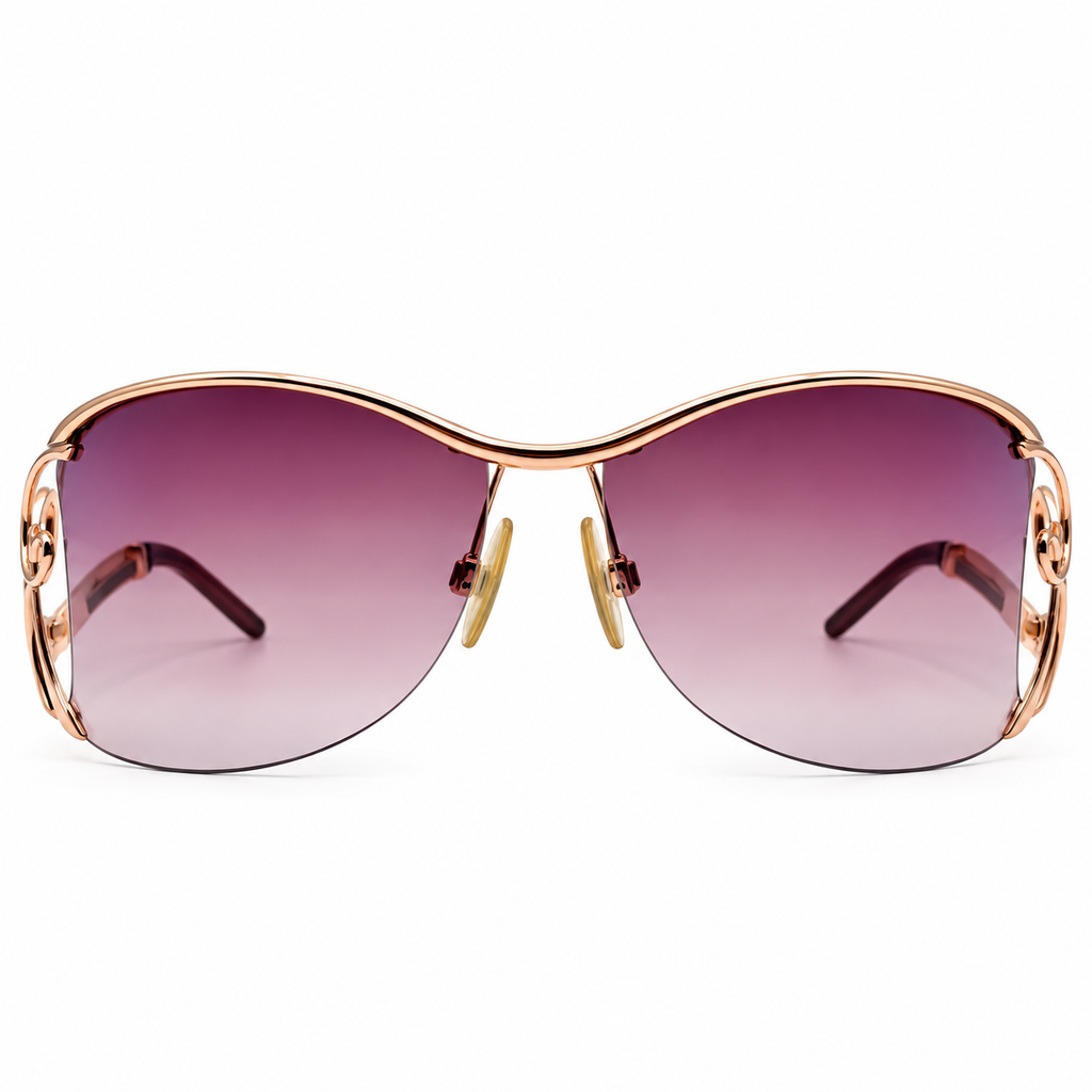 Roberto Cavalli Cameia Rose Gold Sunglasses with Purple Gradient Lenses