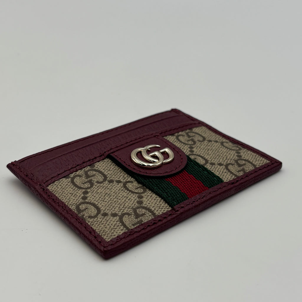 Gucci Ophidia GG Supreme Card Holder in Burgundy