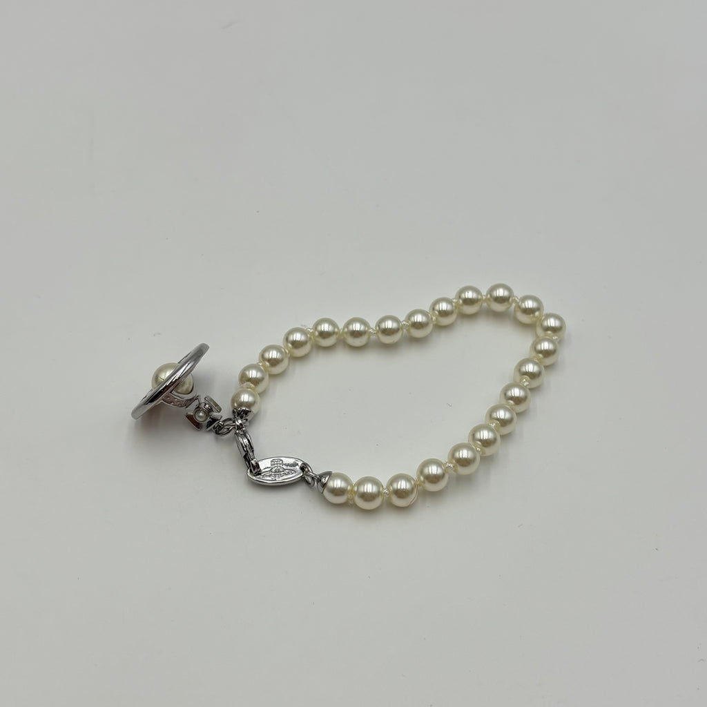 Vivienne Westwood Orb-Plaque Pearl Bracelet in Pink