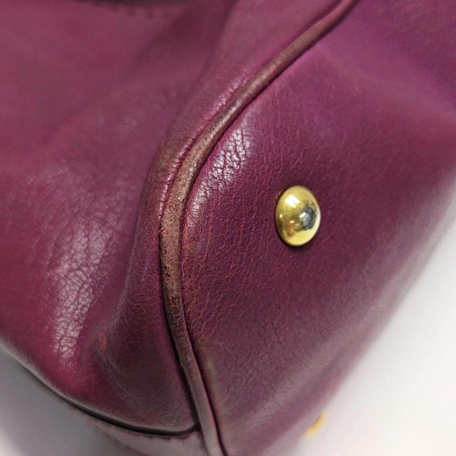 Yves Saint Laurent Muse Leather Bowler Bag Magenta Gold Hardware