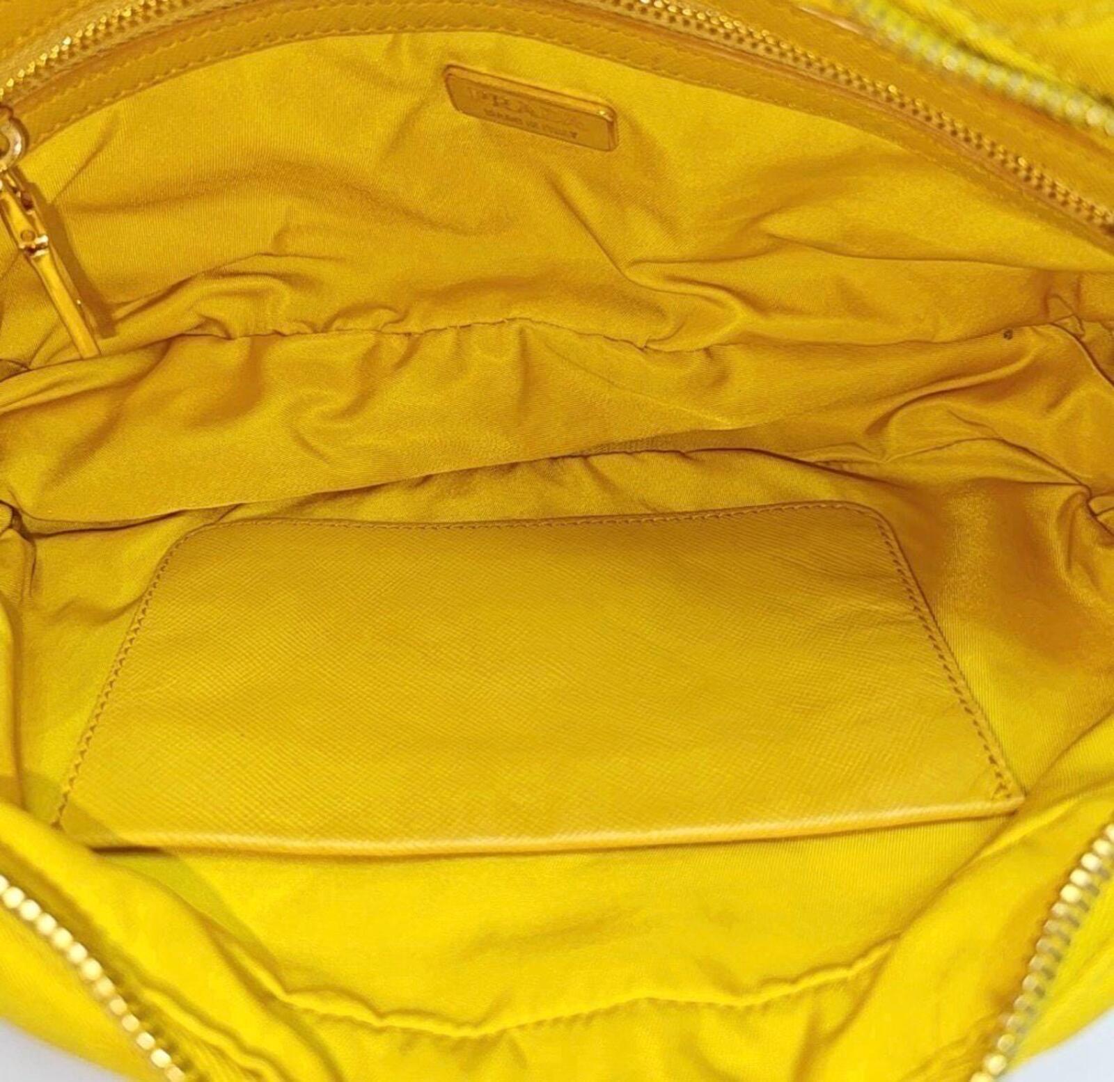 Prada Quilted Nylon Chain Shoulder Bag — Yellow