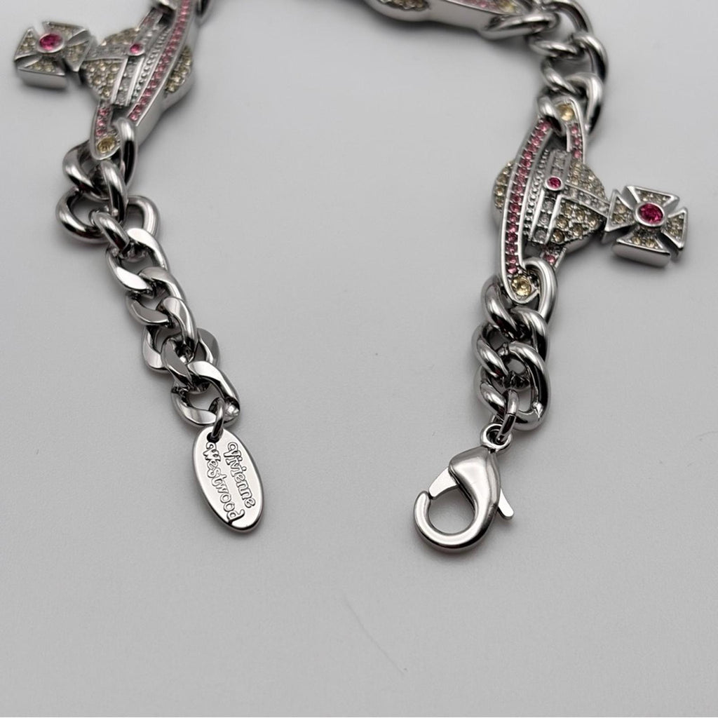 Vivienne Westwood Kika Saturn Orb Crystal Chain Bracelet