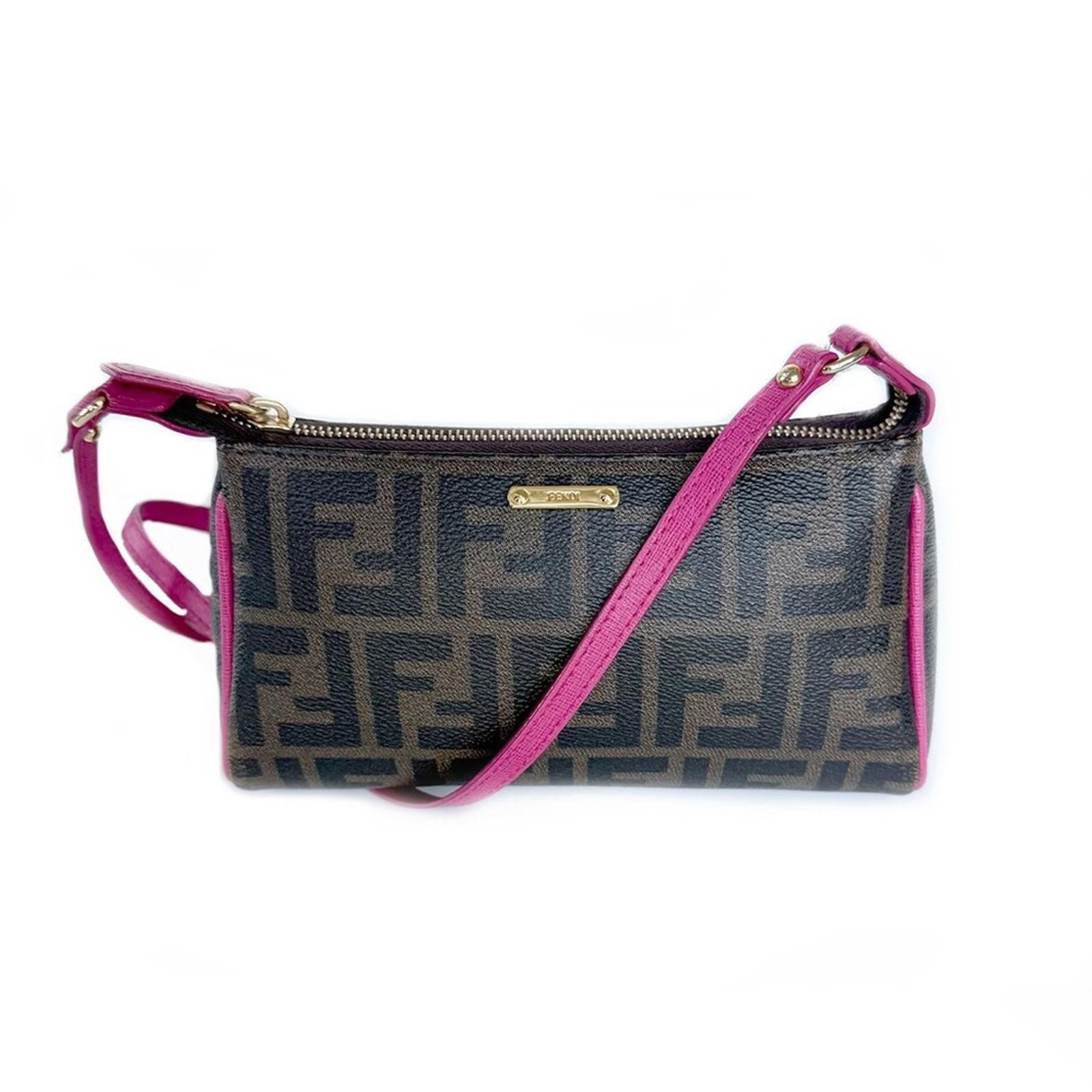 Fendi Black and Pink Leather Crossbody Bag