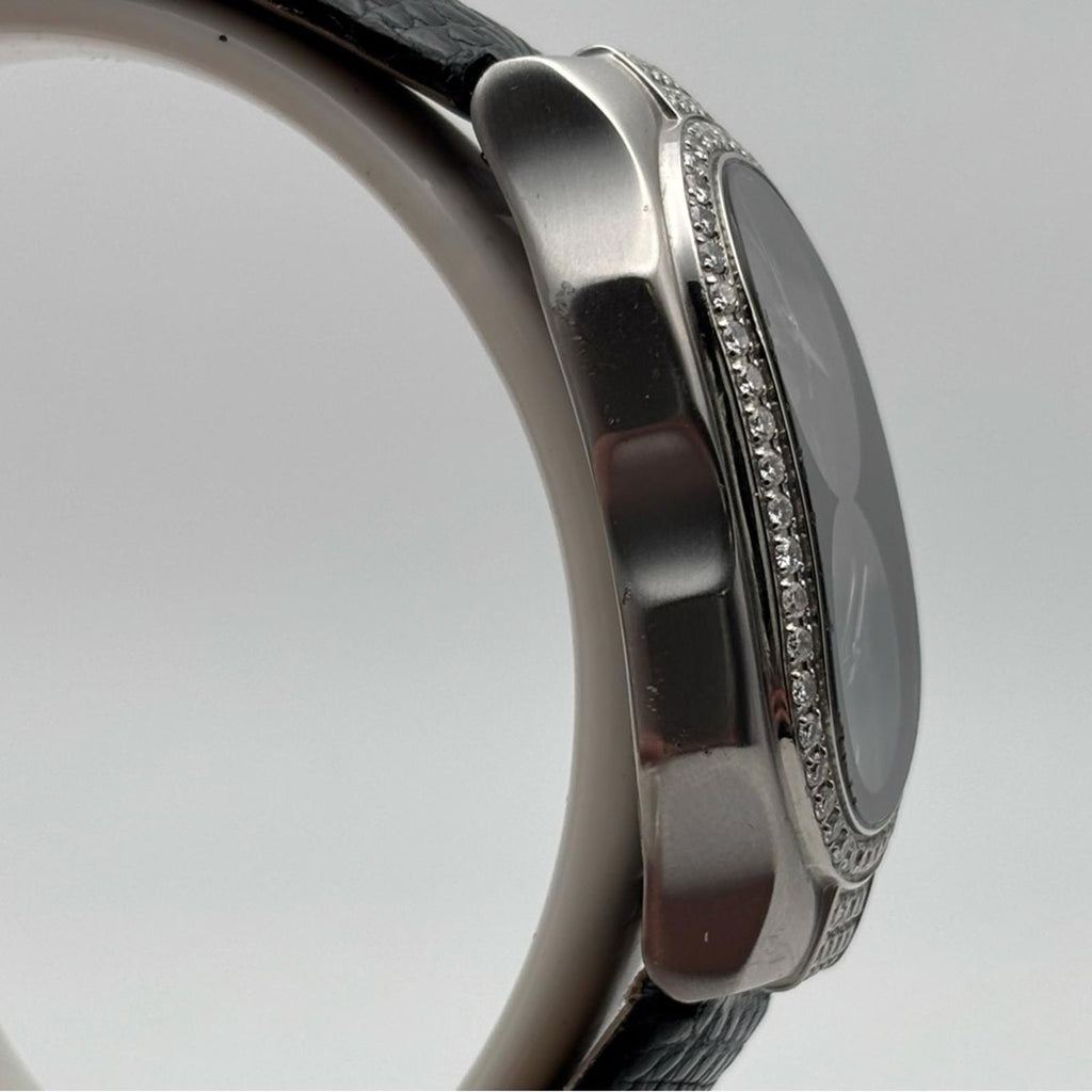 Philip Stein Teslar Dual Time Diamond Bezel Watch 45mm Lizard Strap