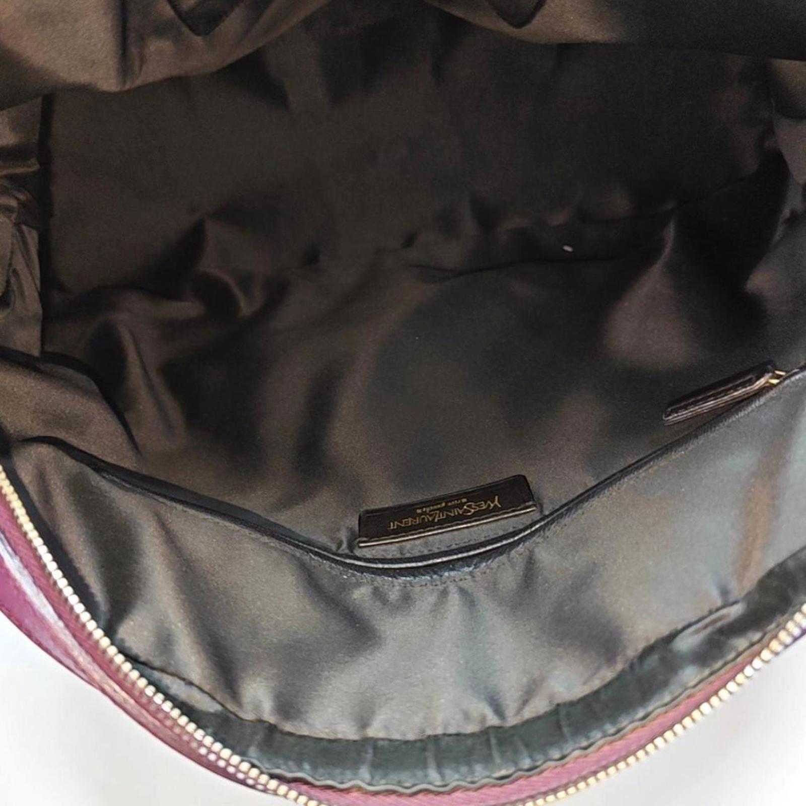 Yves Saint Laurent Muse Leather Bowler Bag Magenta Gold Hardware