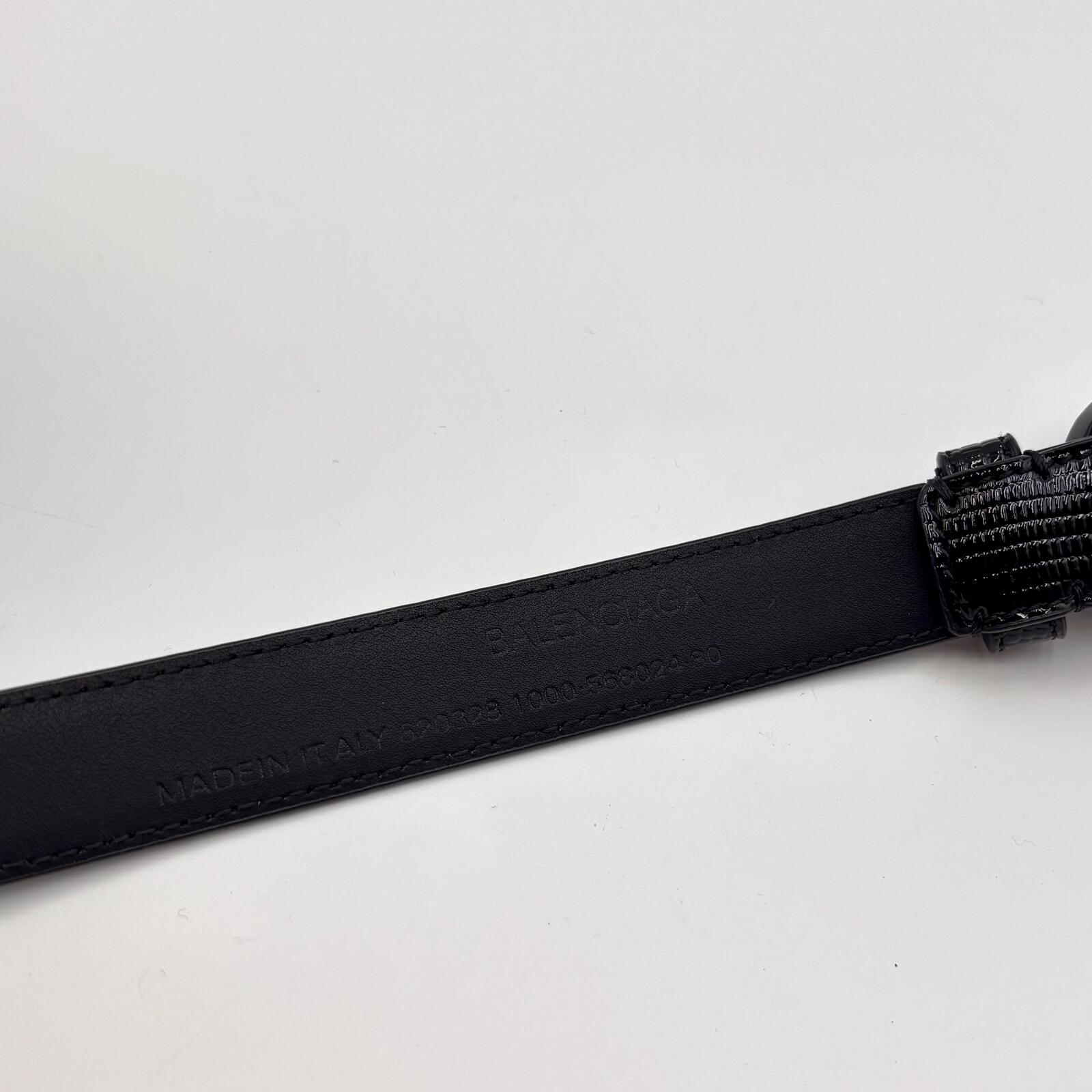 Balenciaga Black Croc Leather Circled BB Logo Belt