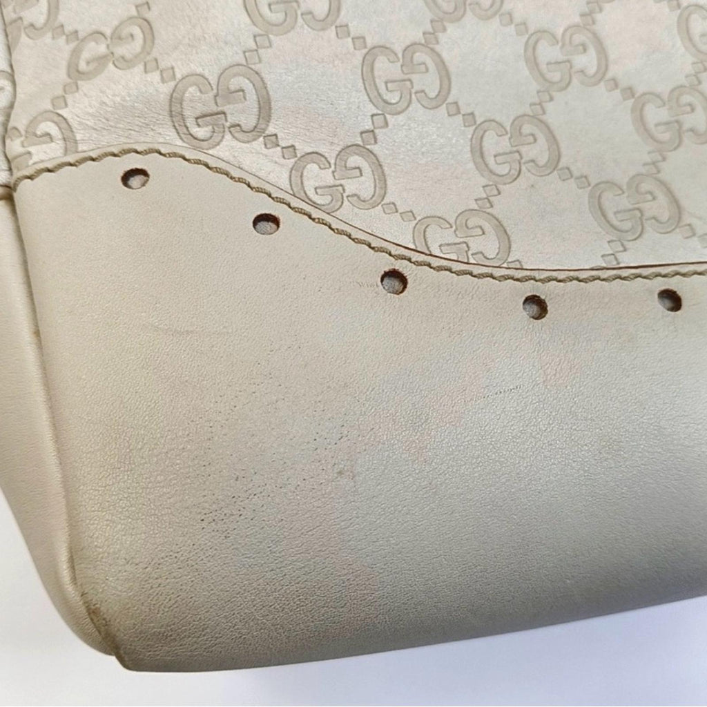 Gucci White Guccissima Punch Tote Bag