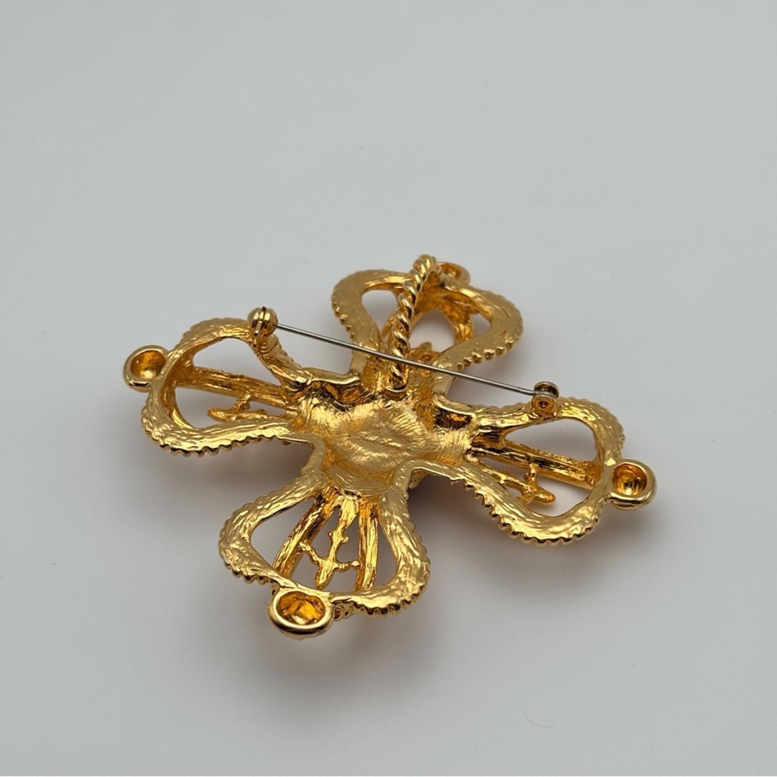 Vintage Park Lane Gold-Tone Maltese Cross Brooch With Blue Cabochon