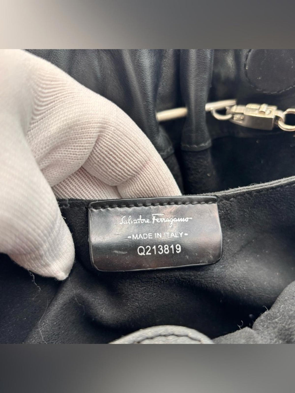 Salvatore Ferragamo Black Leather Chain Shoulder Bag