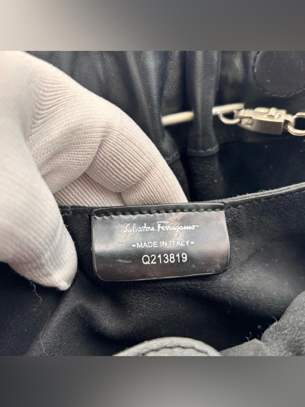 Salvatore Ferragamo Black Leather Chain Shoulder Bag
