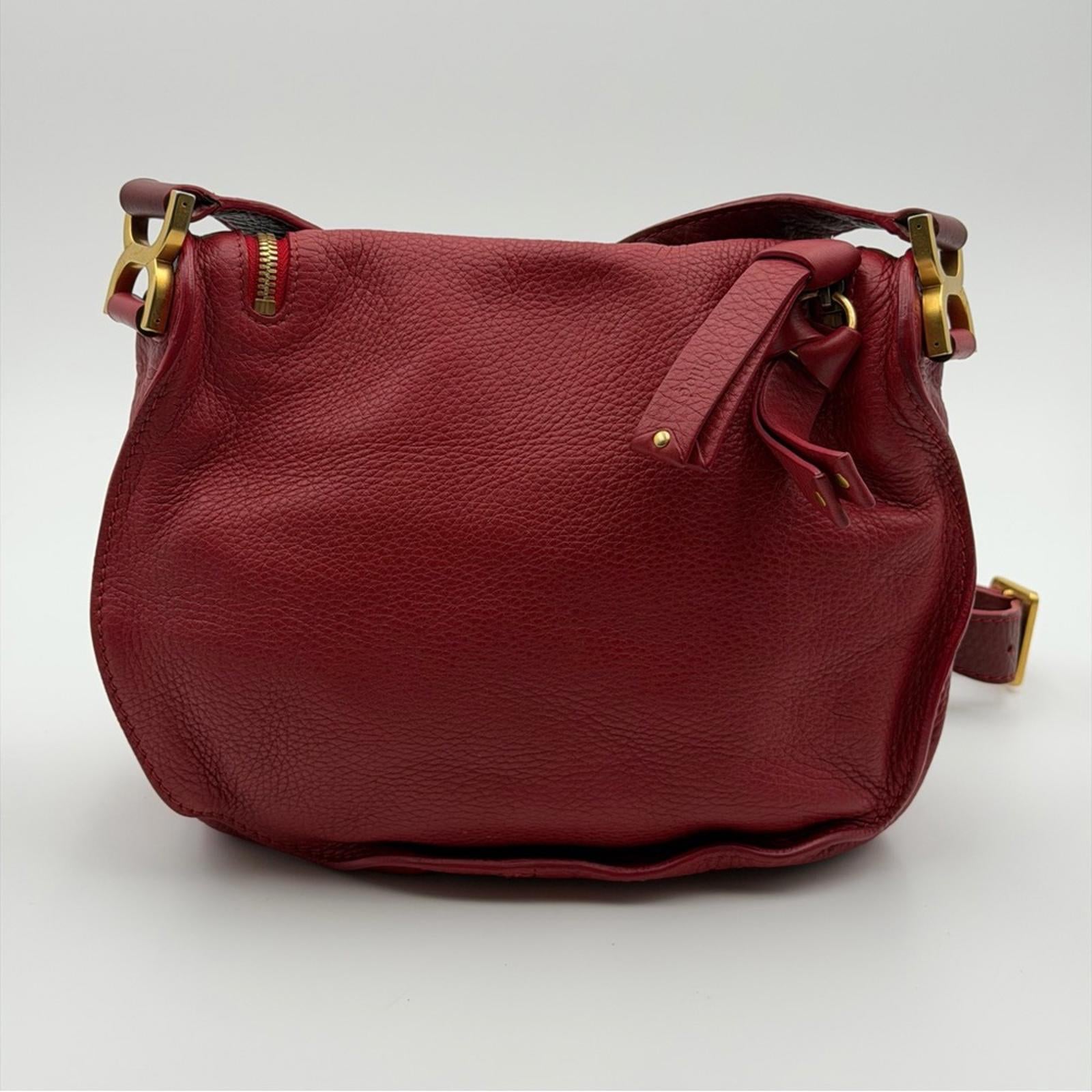 Chloé Marcie Leather Crossbody Bag – Red / Burgundy