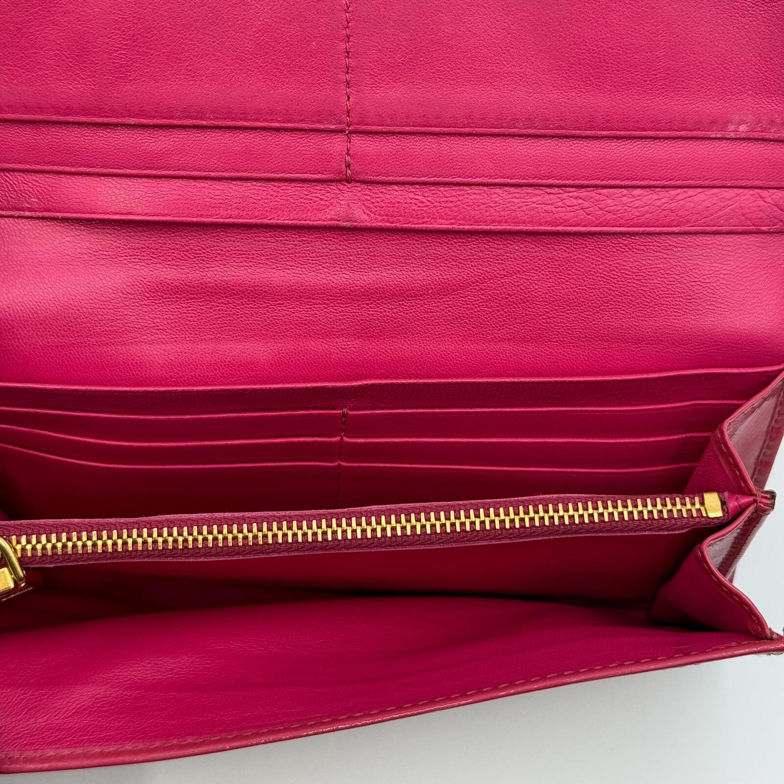 Prada Fuoco Saffiano Patent Leather Continental Wallet