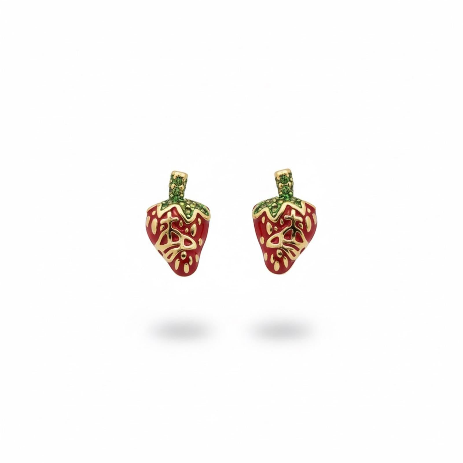 Vivienne Westwood Strawberry Enamel Gold-Tone Stud Earrings