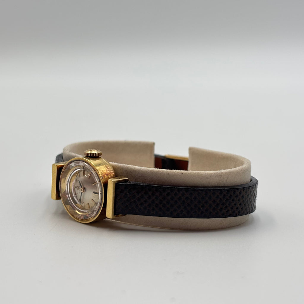 Omega Ladies Saphette 18K Gold Faceted Crystal Watch 1960s