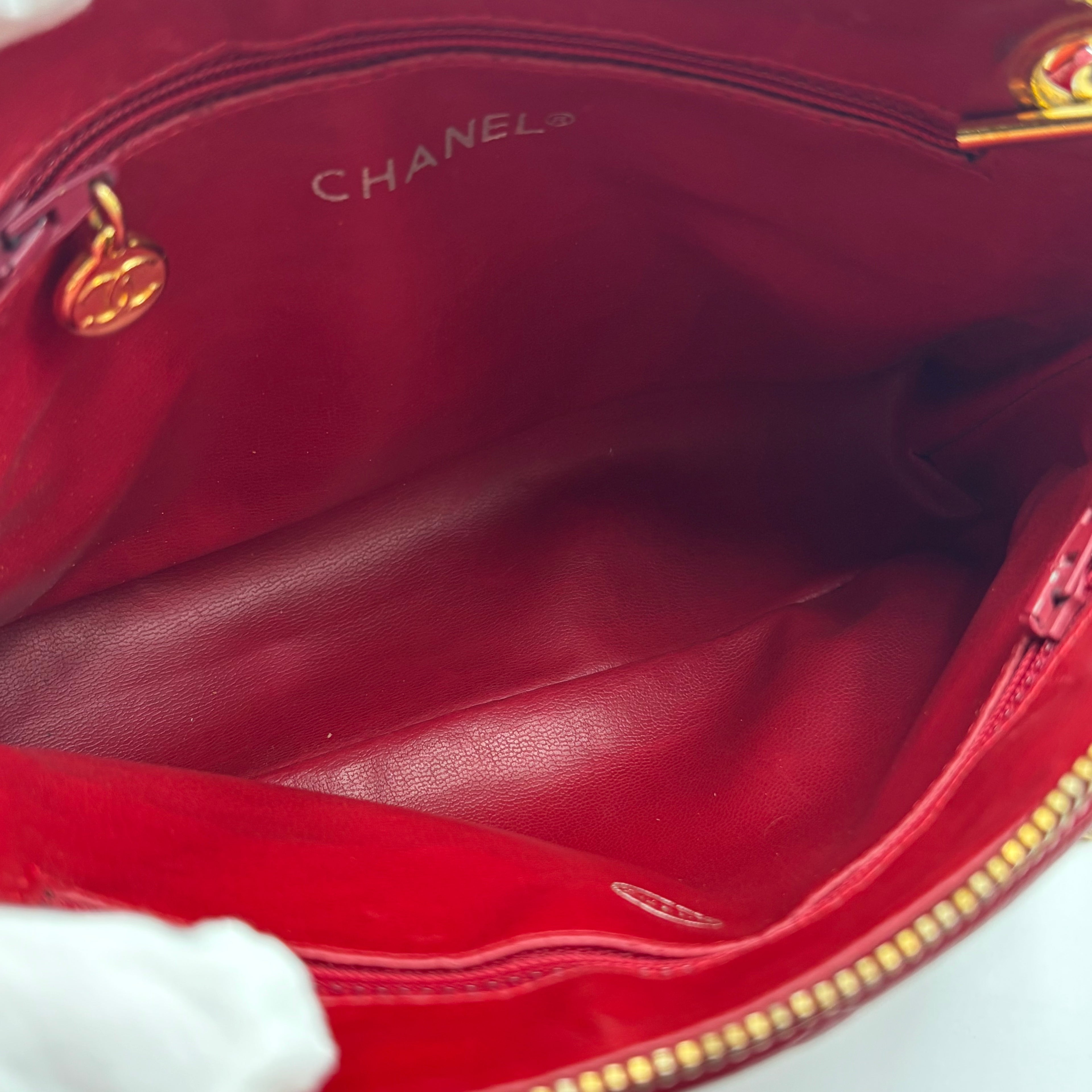 Chanel Vintage Rue Cambon Medallion Quilted Red Leather Shoulder Bag