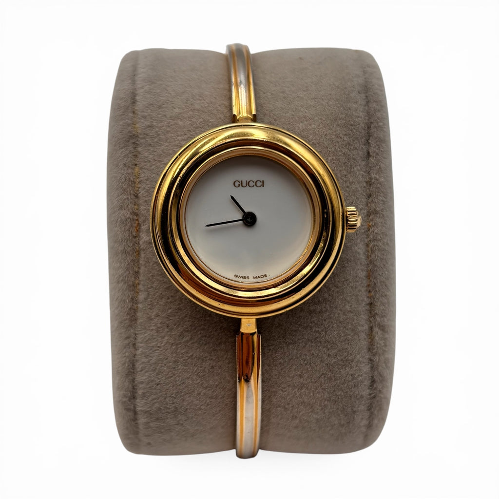 Gucci Gold Tone Interchangeable Bezel Bangle Watch Set