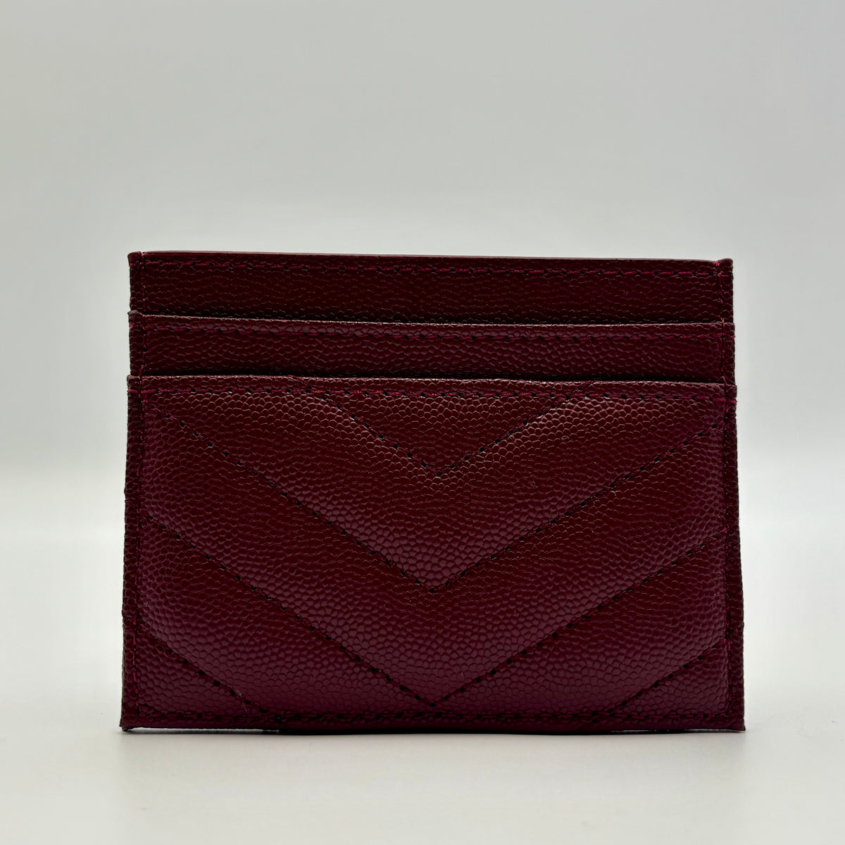 Saint Laurent Cassandre Matelassé Card Holder in Burgundy