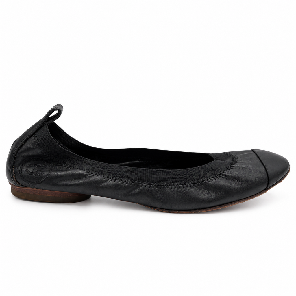 Chanel Black Lambskin Leather Ballet Flats 00s, 35.5