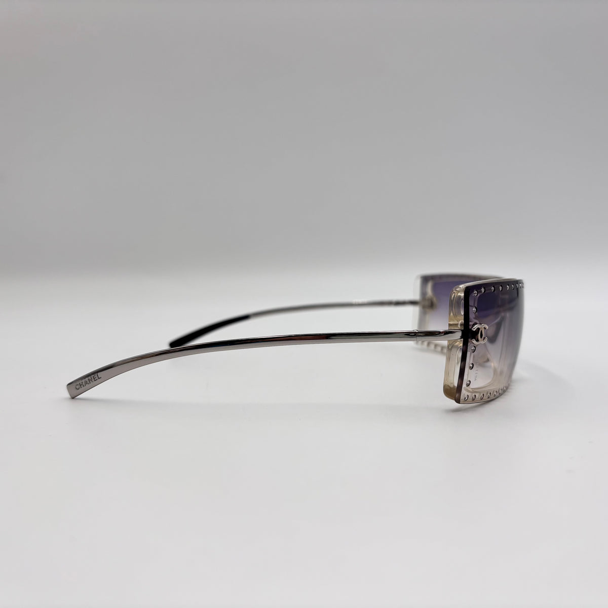 Chanel Vintage 5077-B Swarovski Crystal Purple Gradient Shield Sunglasses 00s