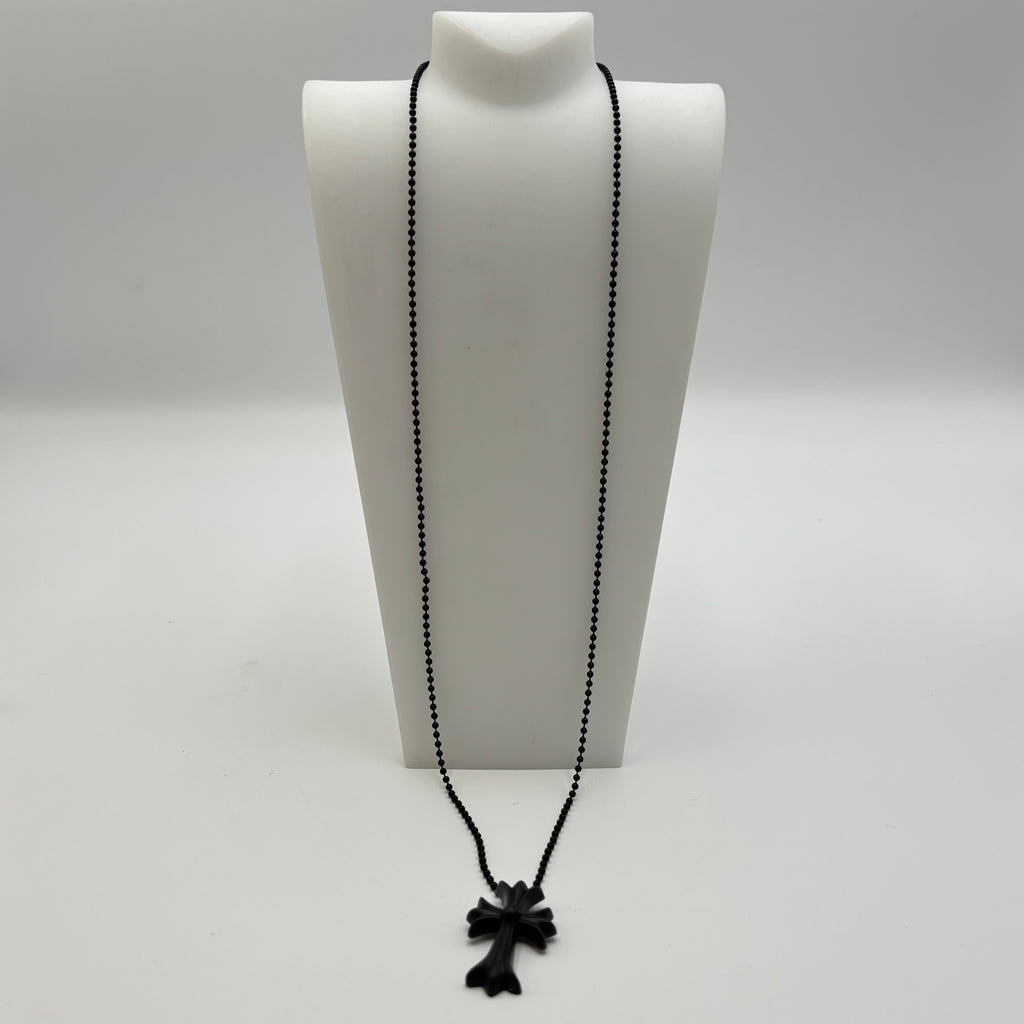 Chrome Hearts Tokyo 20th Anniversary Rubber CH Cross Necklace in Black