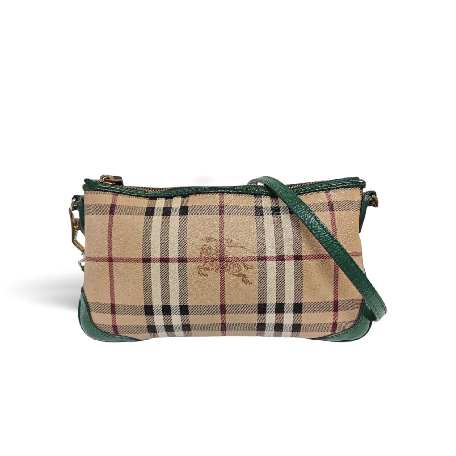 Burberry Nova Check Pochette Crossbody Bag – Beige & Green