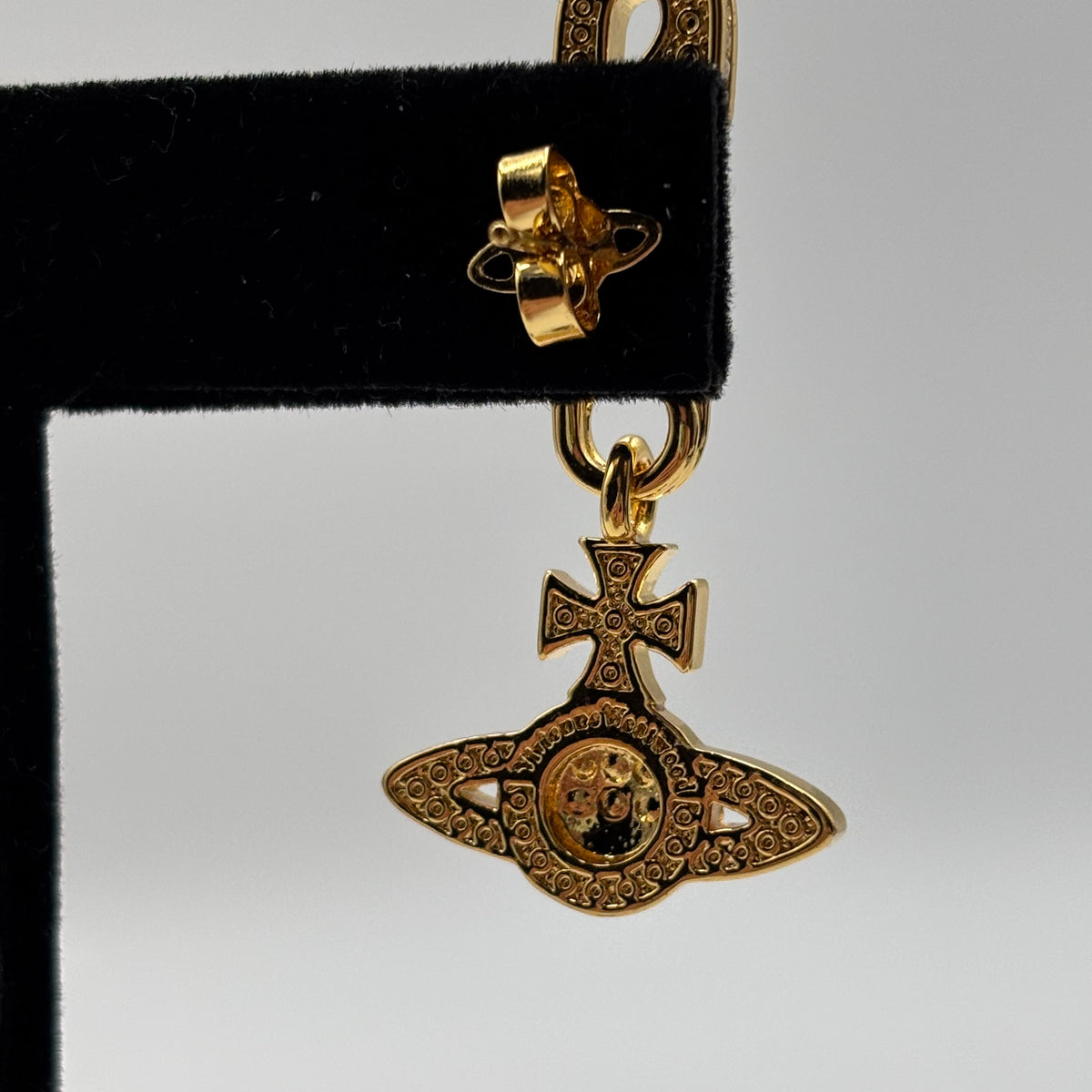 Vivienne Westwood Lucrece Crystal Orb Safety Pin Drop Earrings