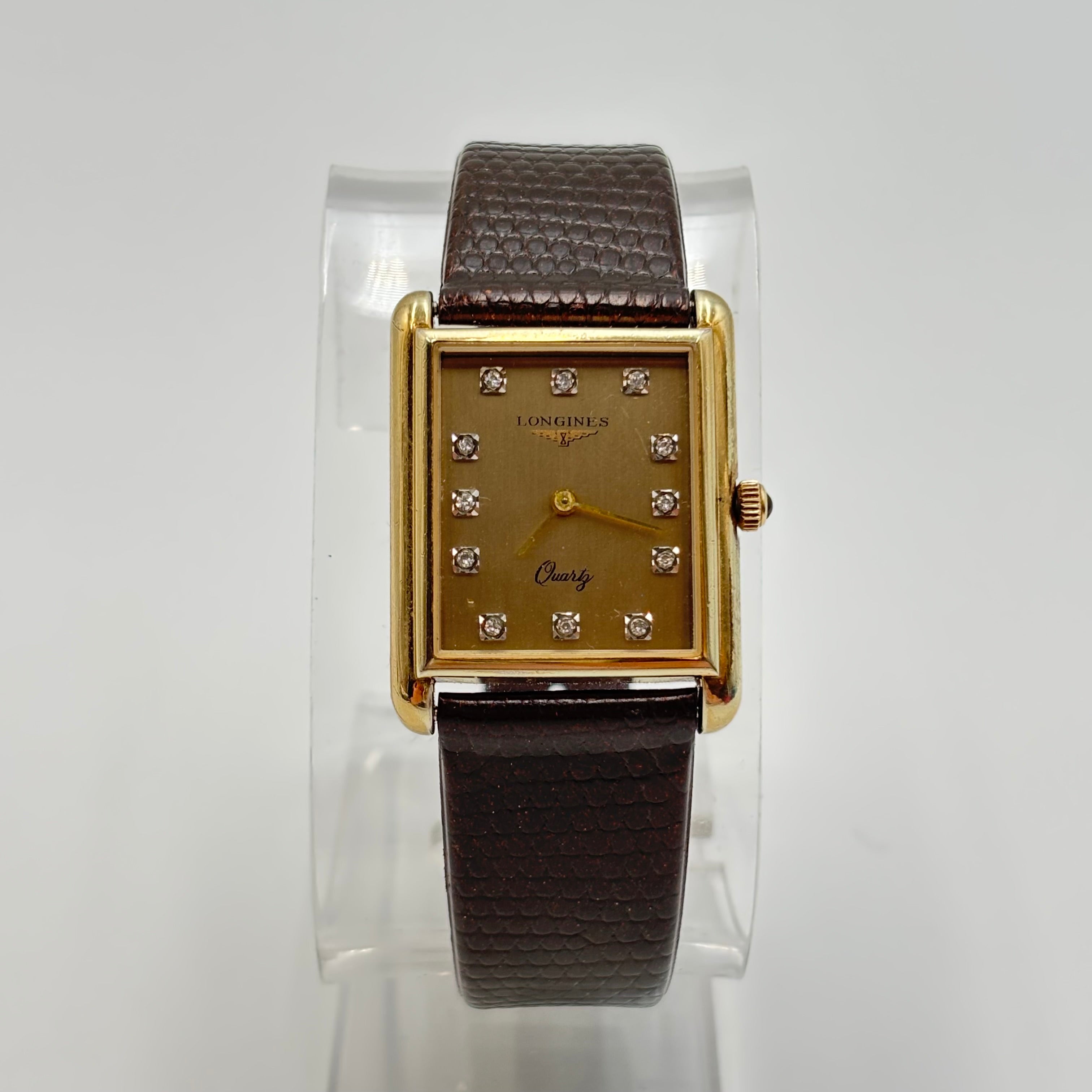 Longines Diamond Dial Rectangular Quartz Watch 27mm – 1980s