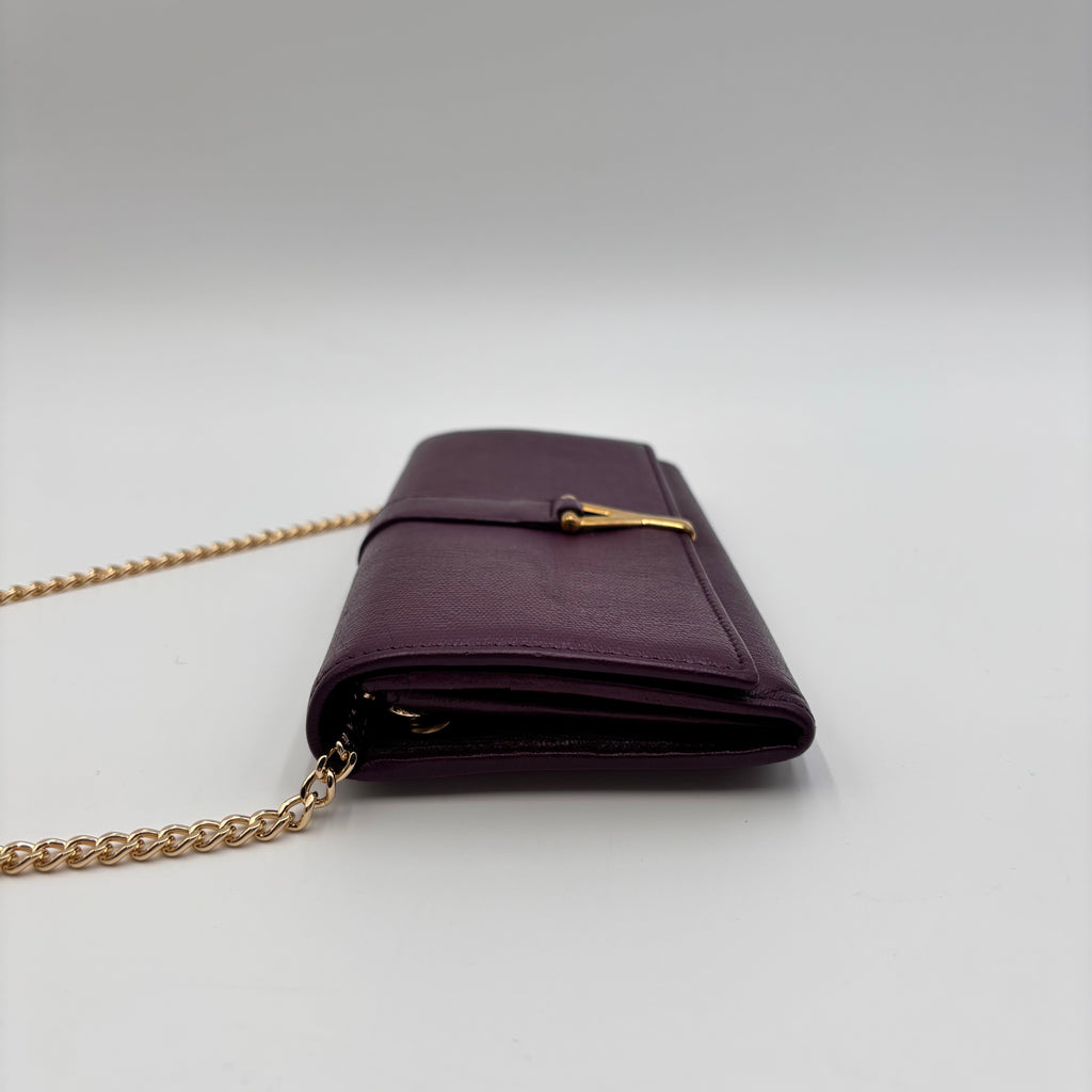 Saint Laurent Purple Leather Y-Lock Chain Wallet Crossbody Bag