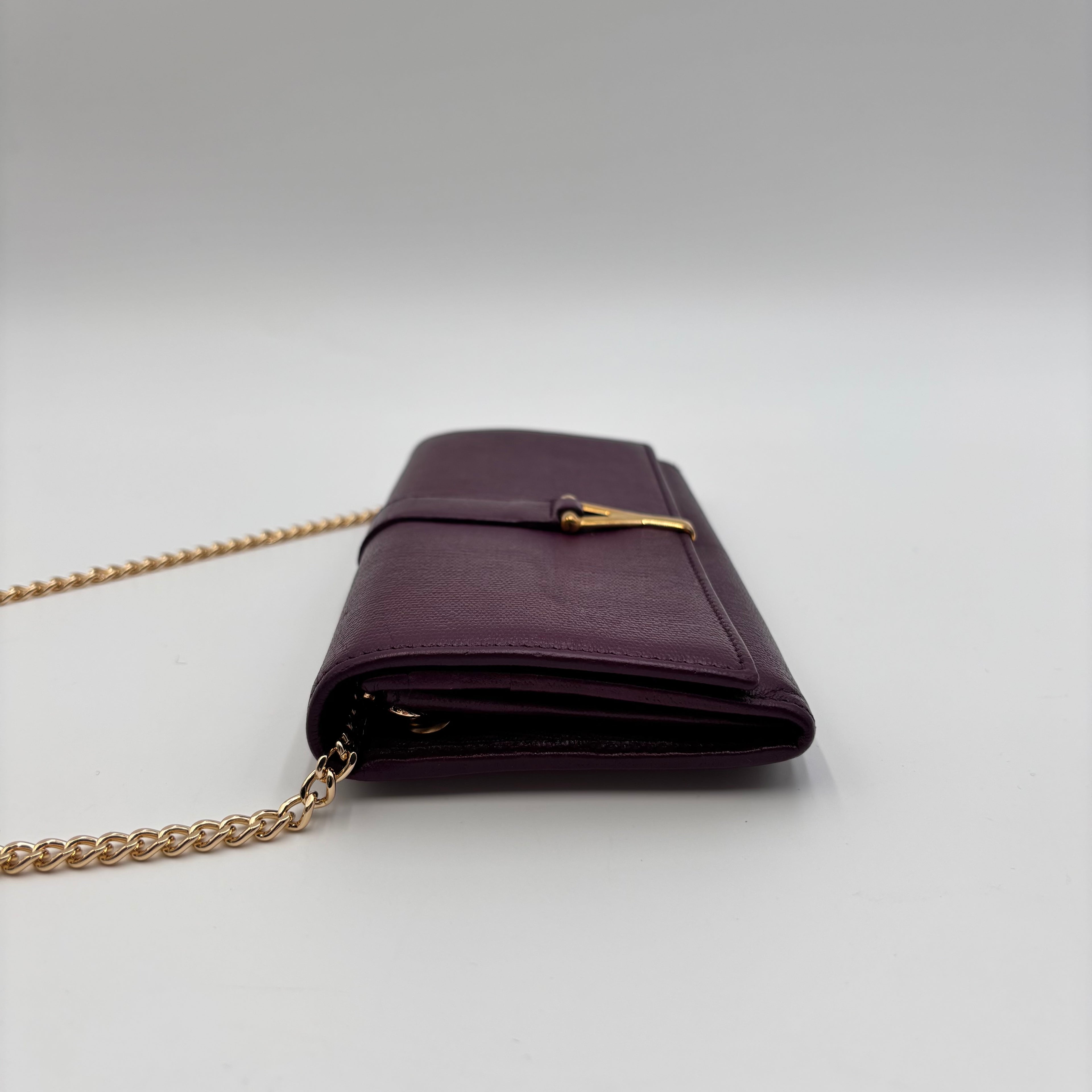 Saint Laurent Purple Leather Y-Lock Chain Wallet Crossbody Bag