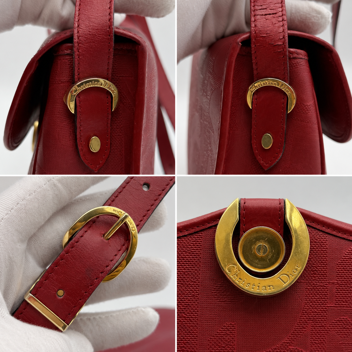 Christian Dior Vintage Burgundy Trotter Monogram Shoulder Bag