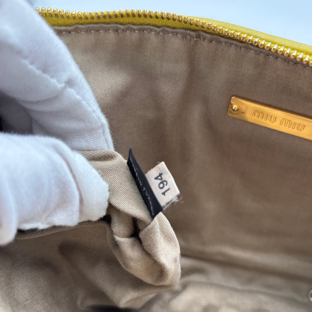 Miu Miu Matelassé Nappa Leather Crystal Chain Clutch