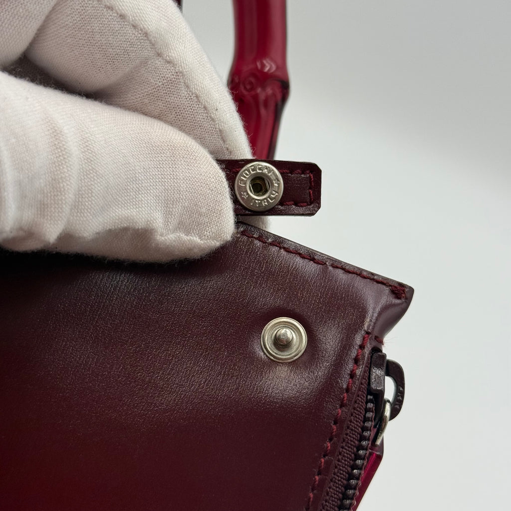 Gucci Vintage Burgundy Jelly Bamboo Handle Shoulder Bag, 2000s