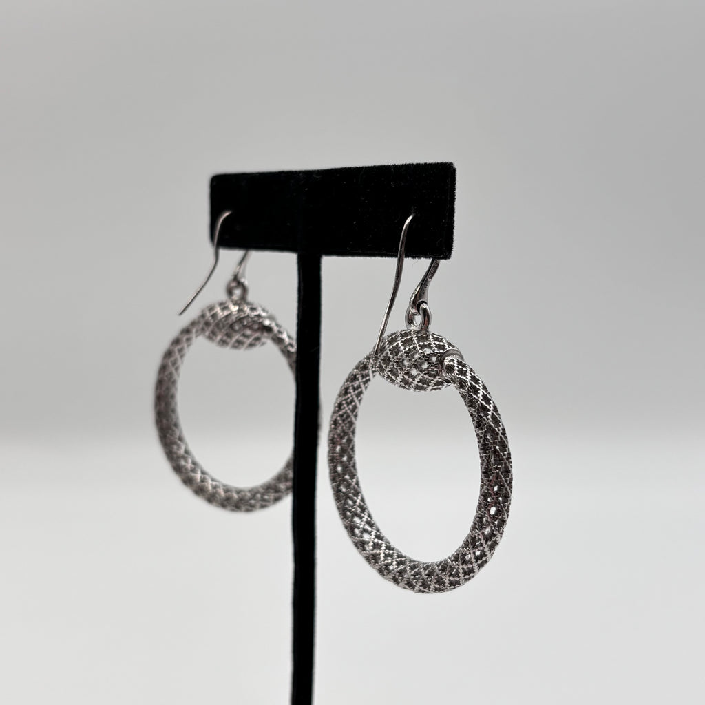 Gucci Sterling Silver Textured Hoop Drop Earrings