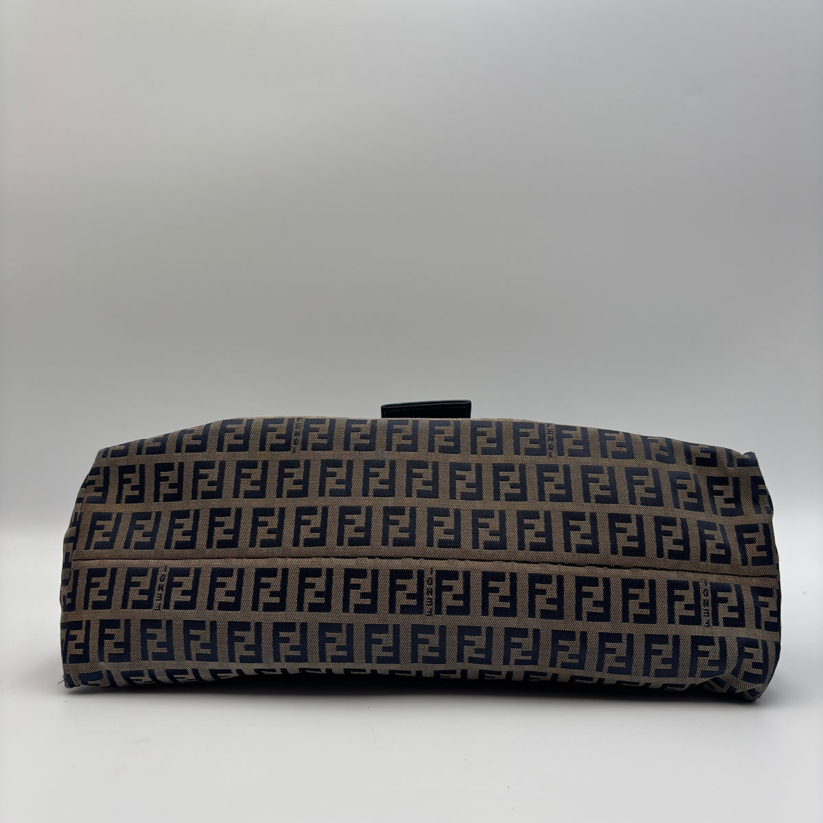 Fendi Zucca FF Monogram Canvas Shoulder Bag in Navy Blue 2000s