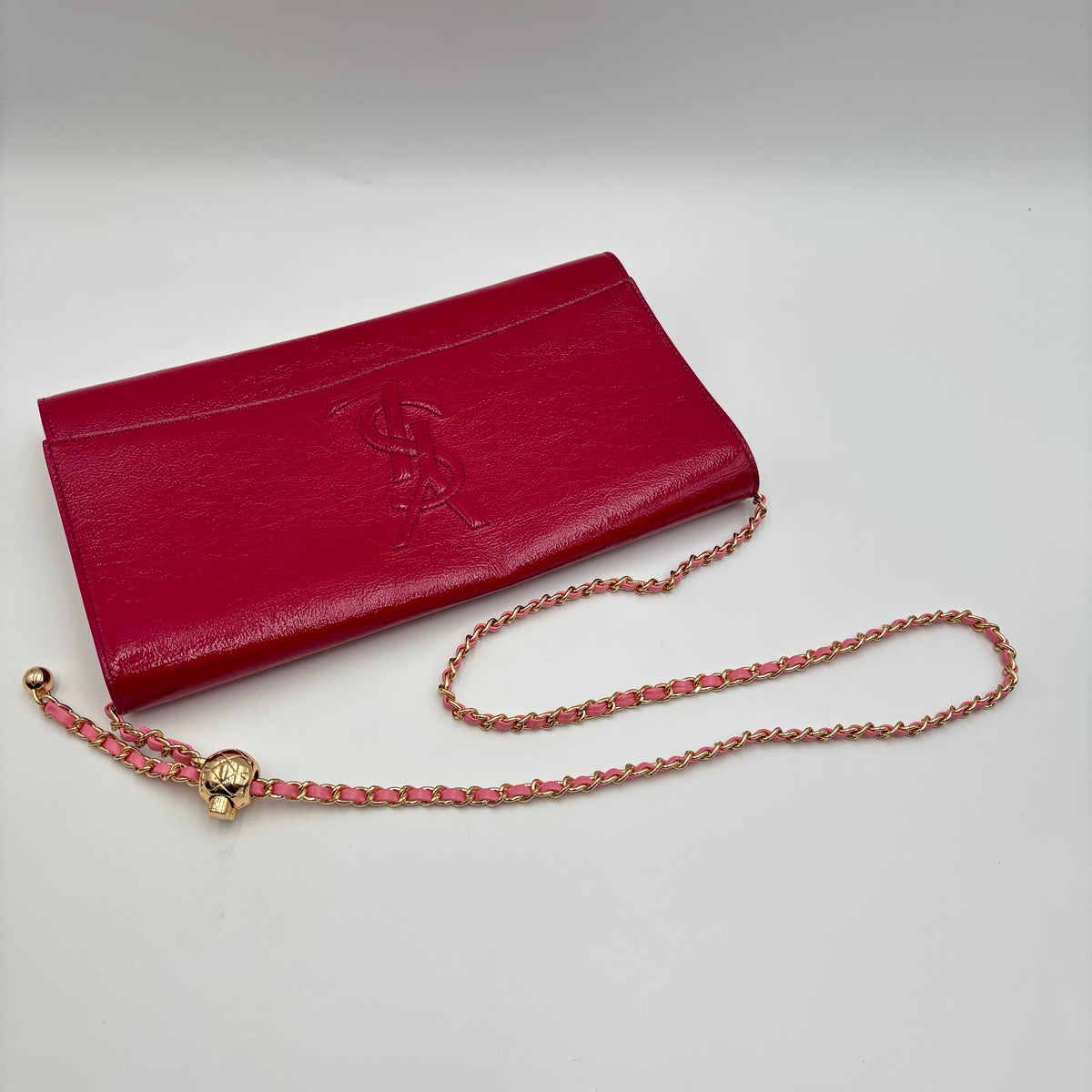 Saint Laurent Lipstick Fuchsia Calfskin Monogram Large Belle de Jour Clutch