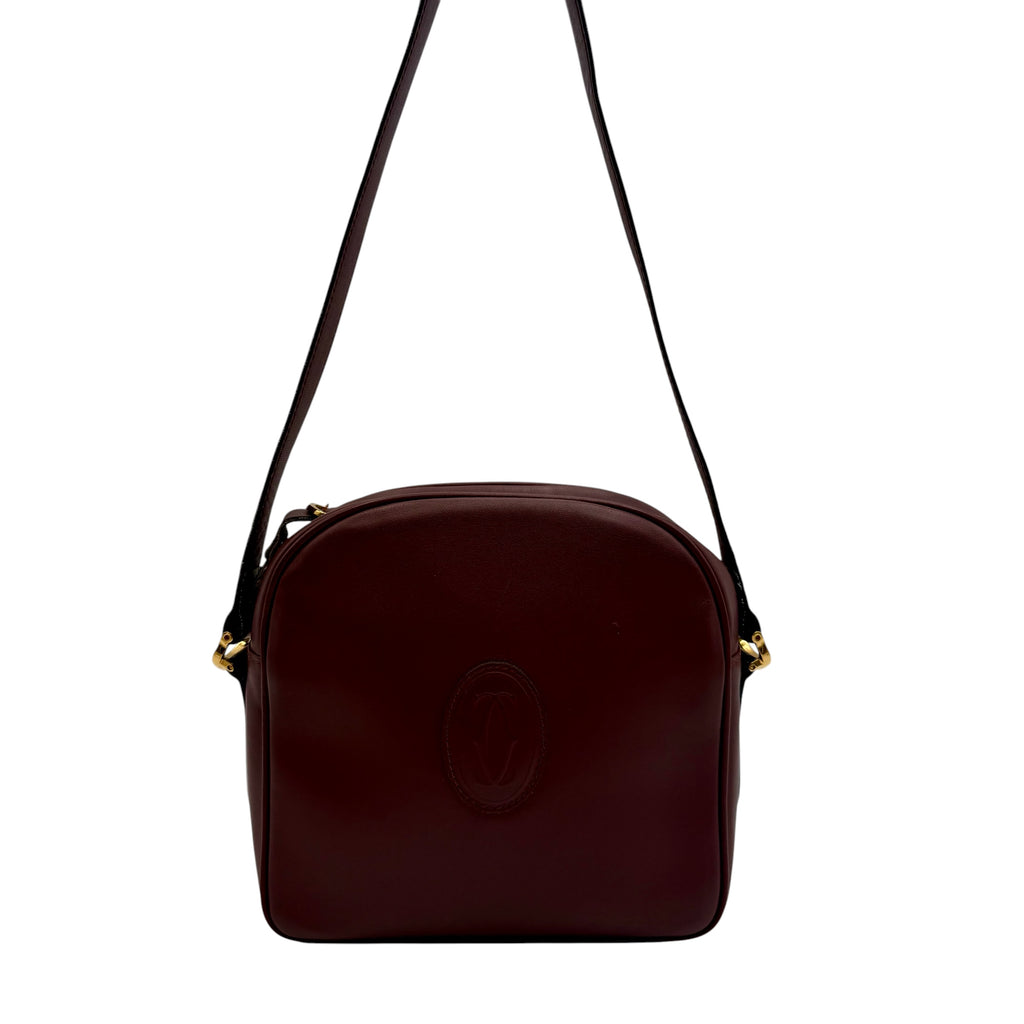 Cartier Vintage Must de Cartier Burgundy Leather Camera Bag