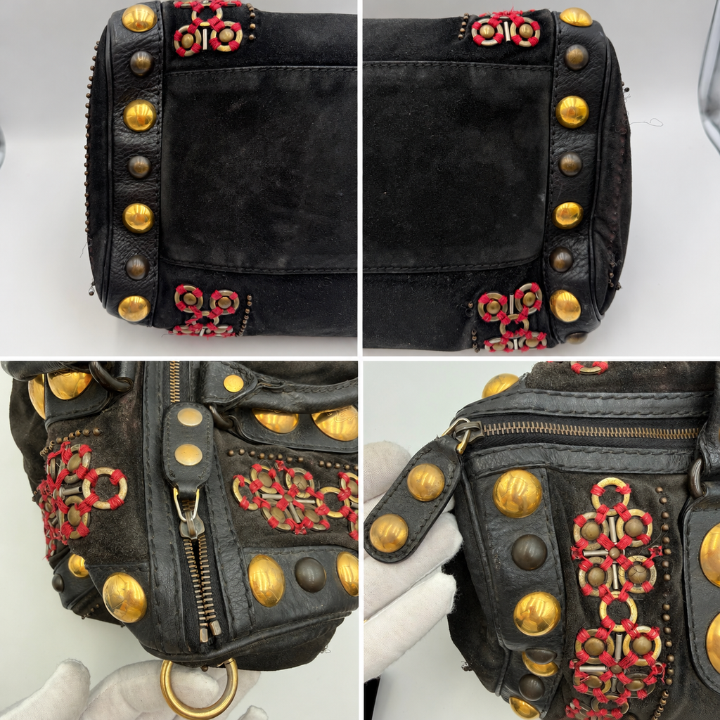 Gucci Babouska Embellished Black Suede Boston Bag by Frida Giannini – circa 2008