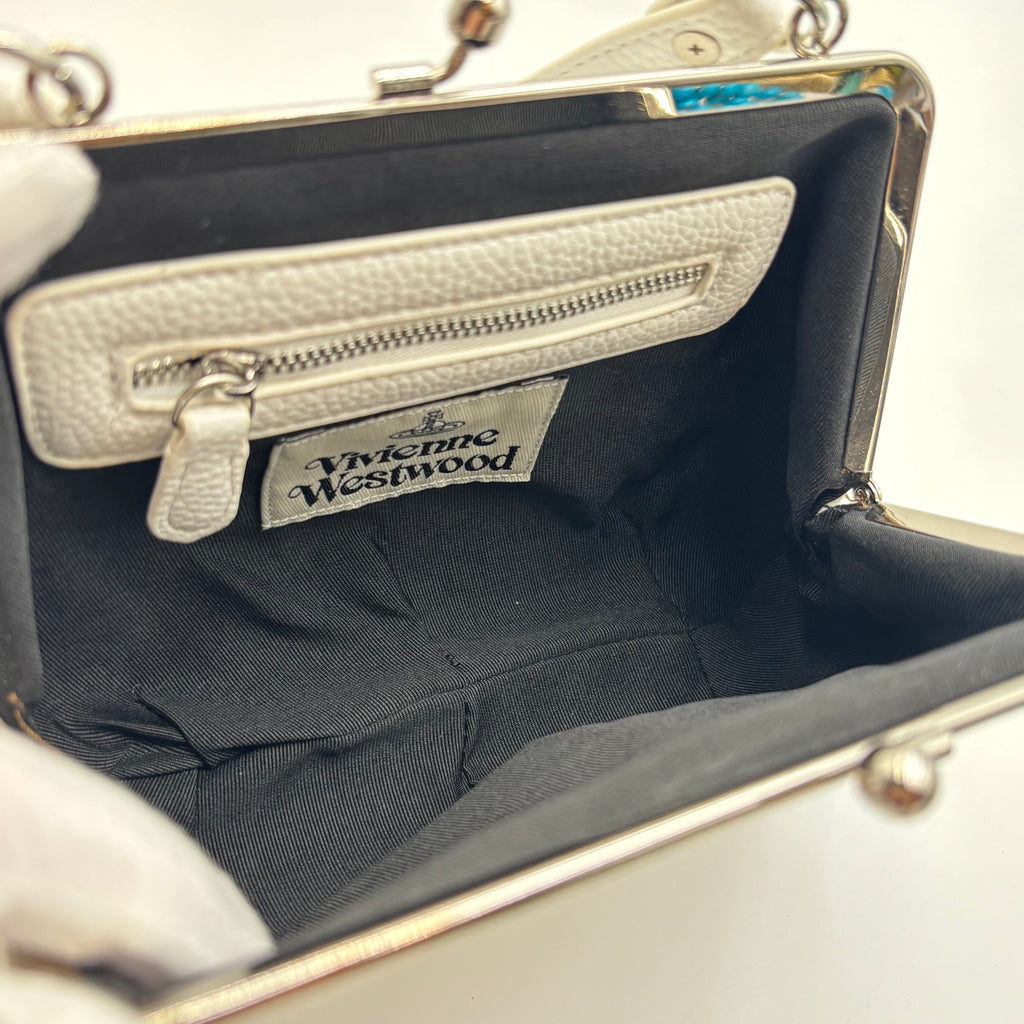 Vivienne Westwood Granny Frame Nappa Leather Bag – White