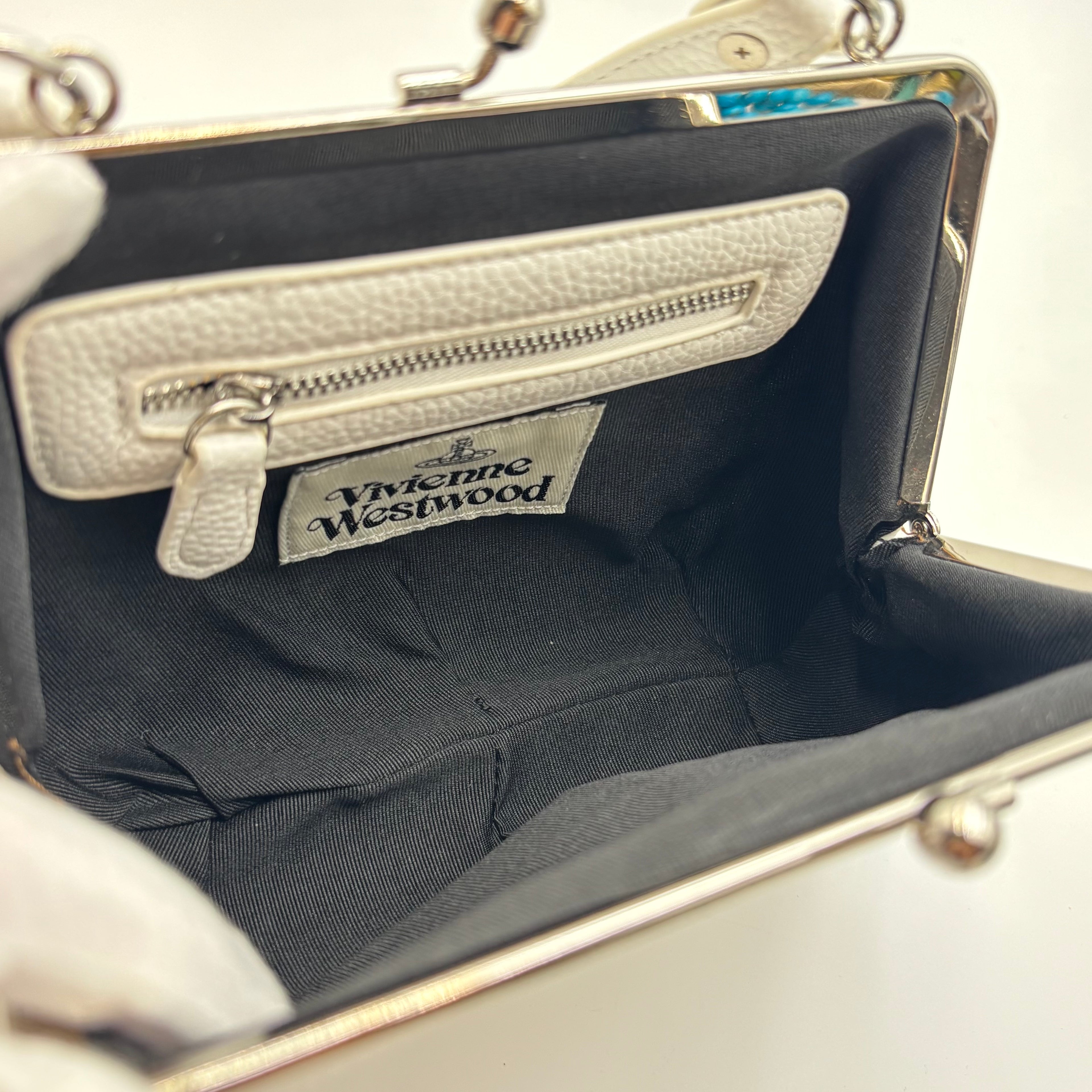 Vivienne Westwood Granny Frame Nappa Leather Bag – White