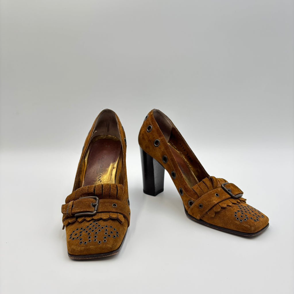 Dolce & Gabbana 90mm Suede Grommet Kiltie Pumps