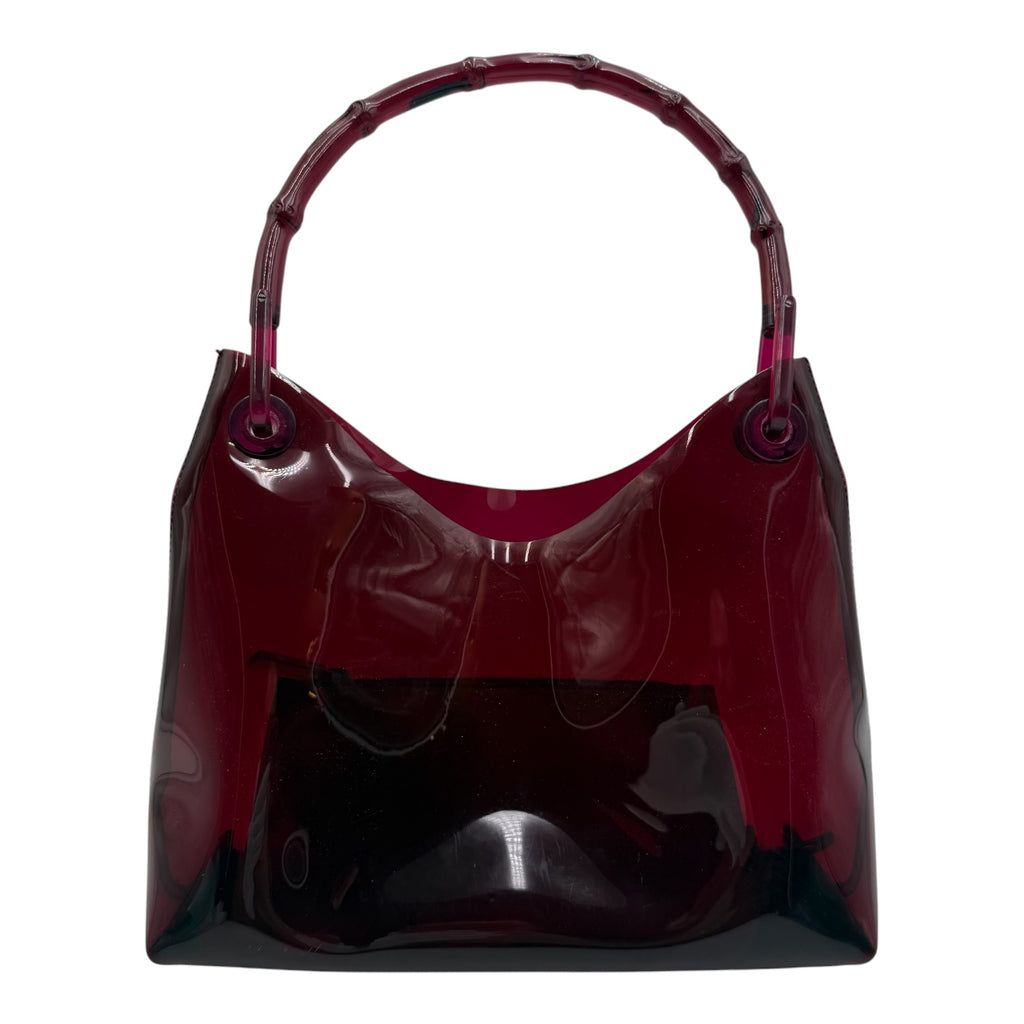 Gucci Vintage Burgundy Jelly Bamboo Handle Shoulder Bag, 2000s