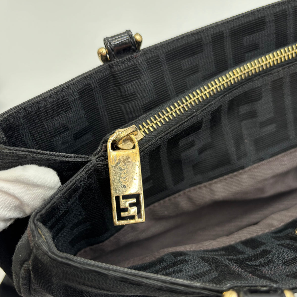 Fendi Zucca Mia Large Chain Shoulder Bag 2000s