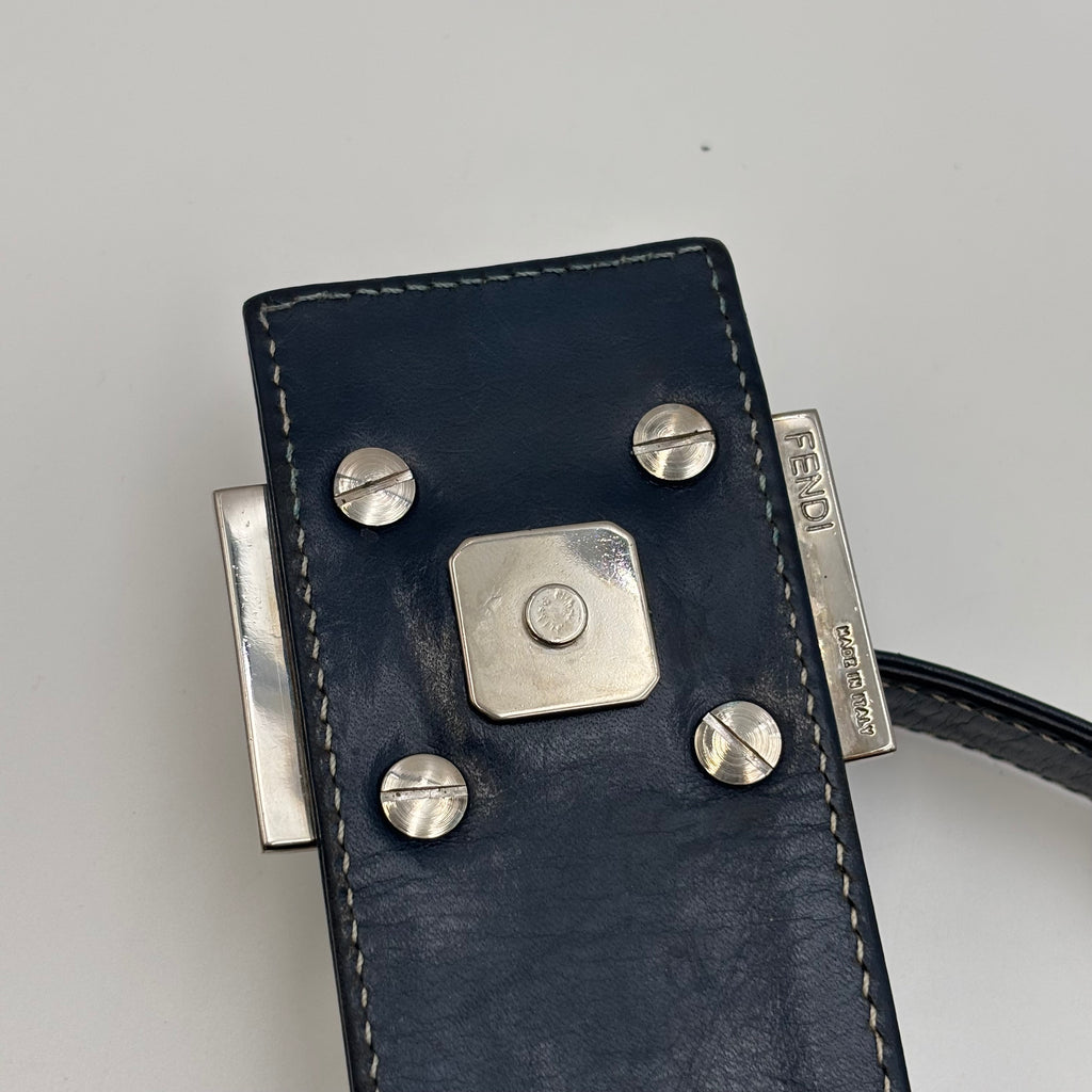 Fendi Zucca FF Monogram Canvas Shoulder Bag in Navy Blue 2000s