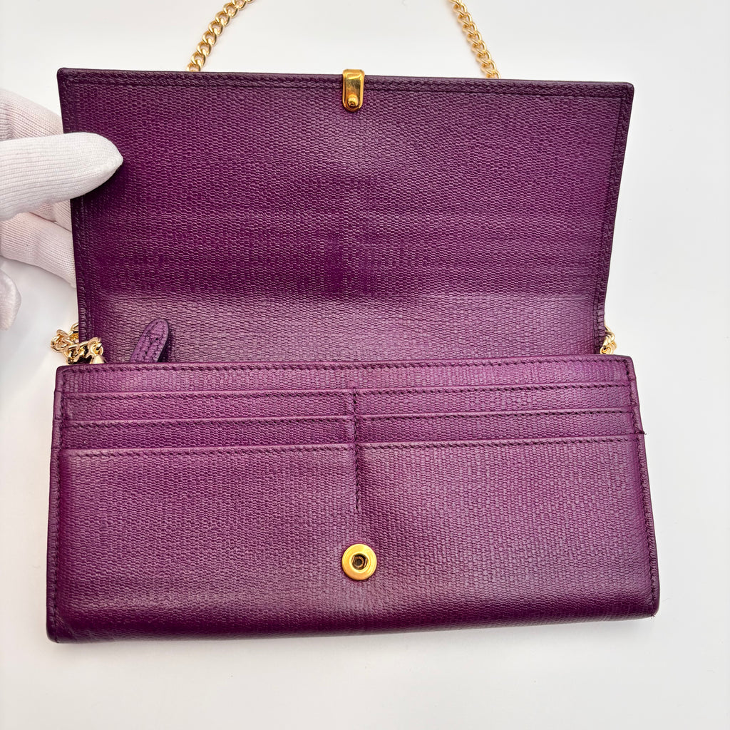 Saint Laurent Purple Leather Y-Lock Chain Wallet Crossbody Bag