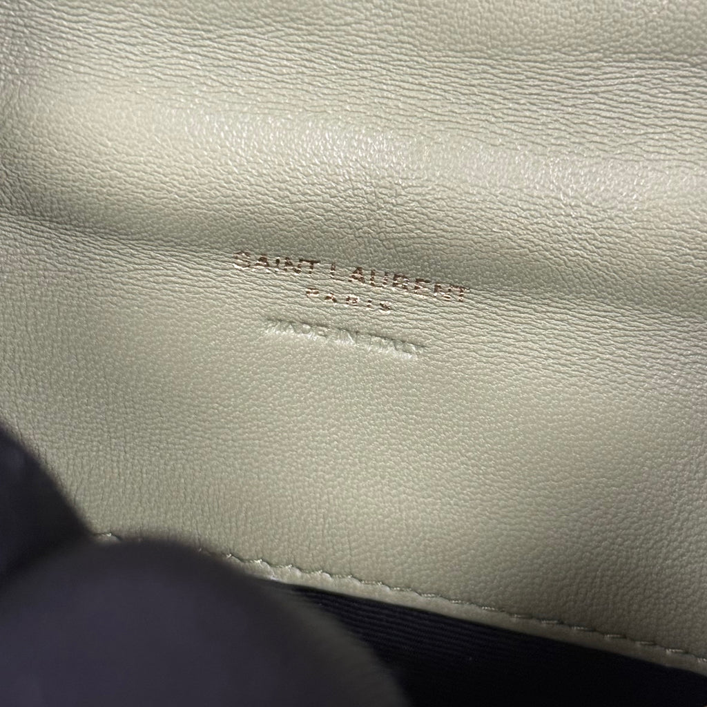 Saint Laurent Loulou Puffer Small Pouch in Olive Green Leather