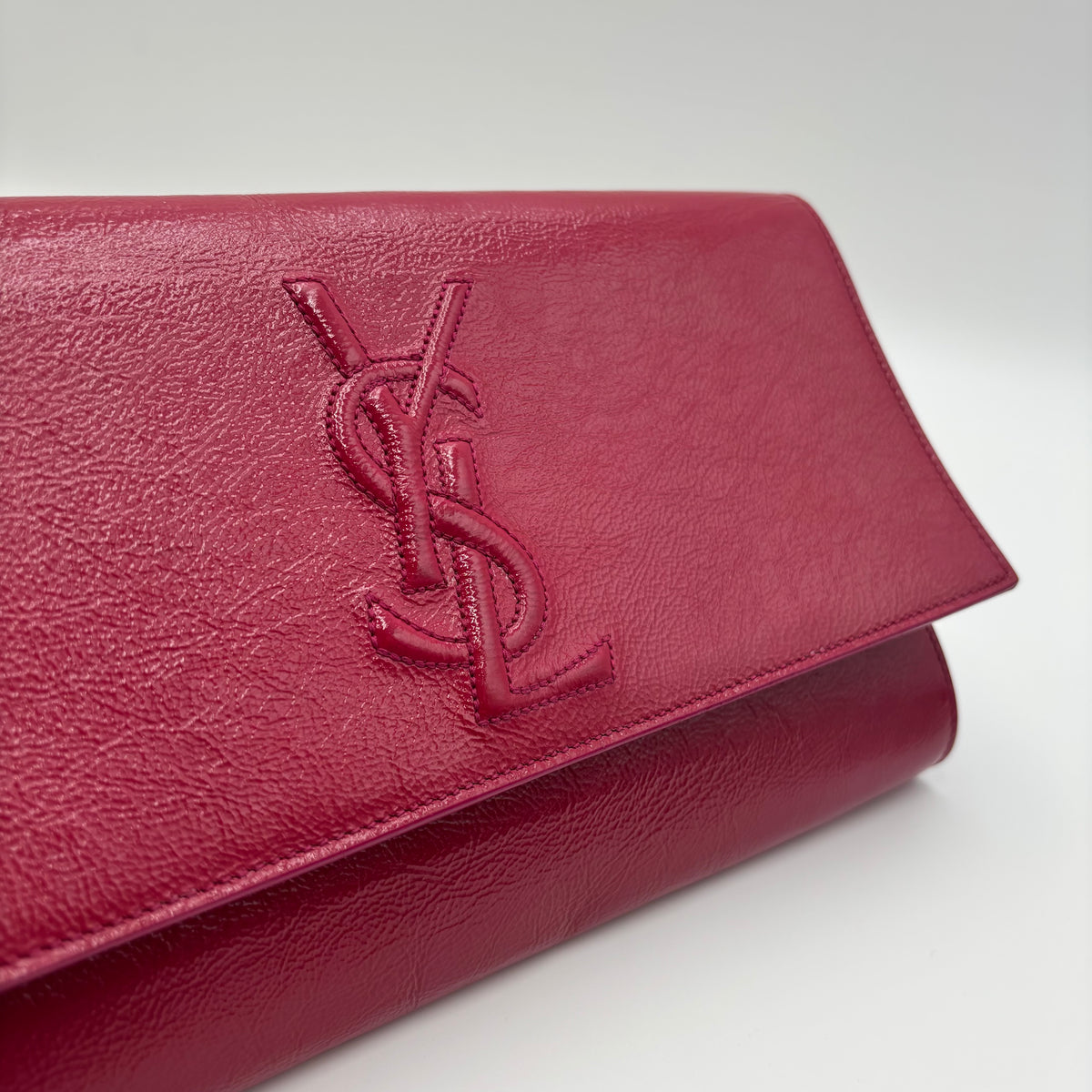 Saint Laurent Lipstick Fuchsia Calfskin Monogram Large Belle de Jour Clutch