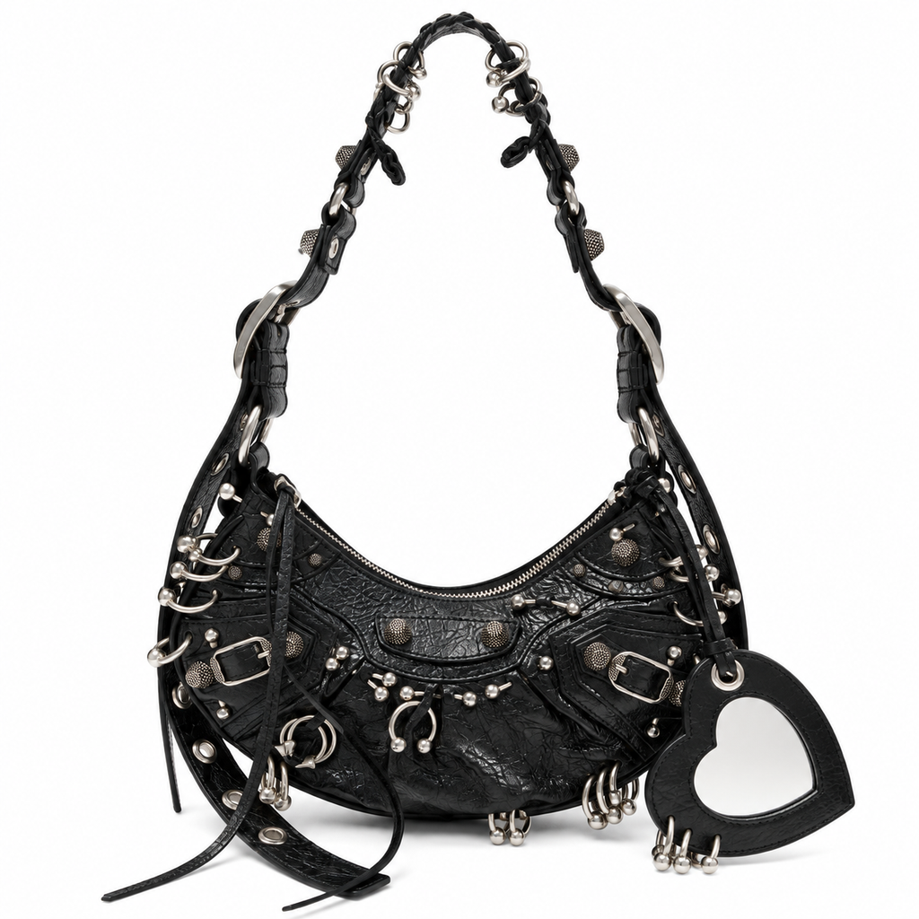 Balenciaga Le Cagole XS Piercing Leather Shoulder Bag in Black