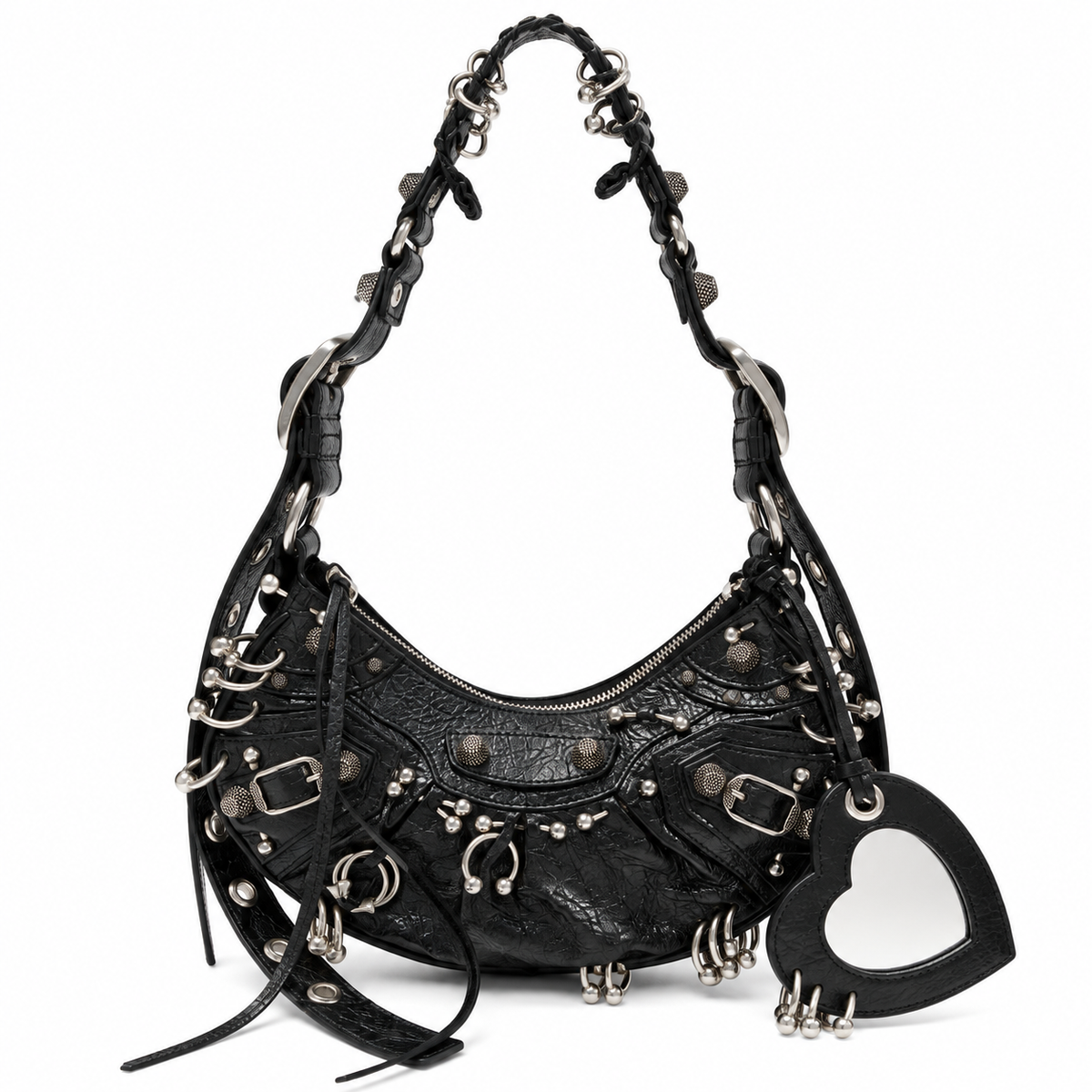 Balenciaga Le Cagole XS Piercing Leather Shoulder Bag in Black