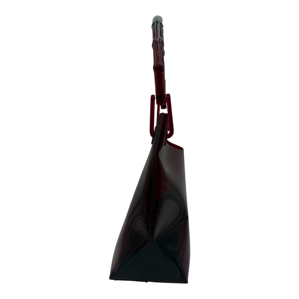 Gucci Vintage Burgundy Jelly Bamboo Handle Shoulder Bag, 2000s